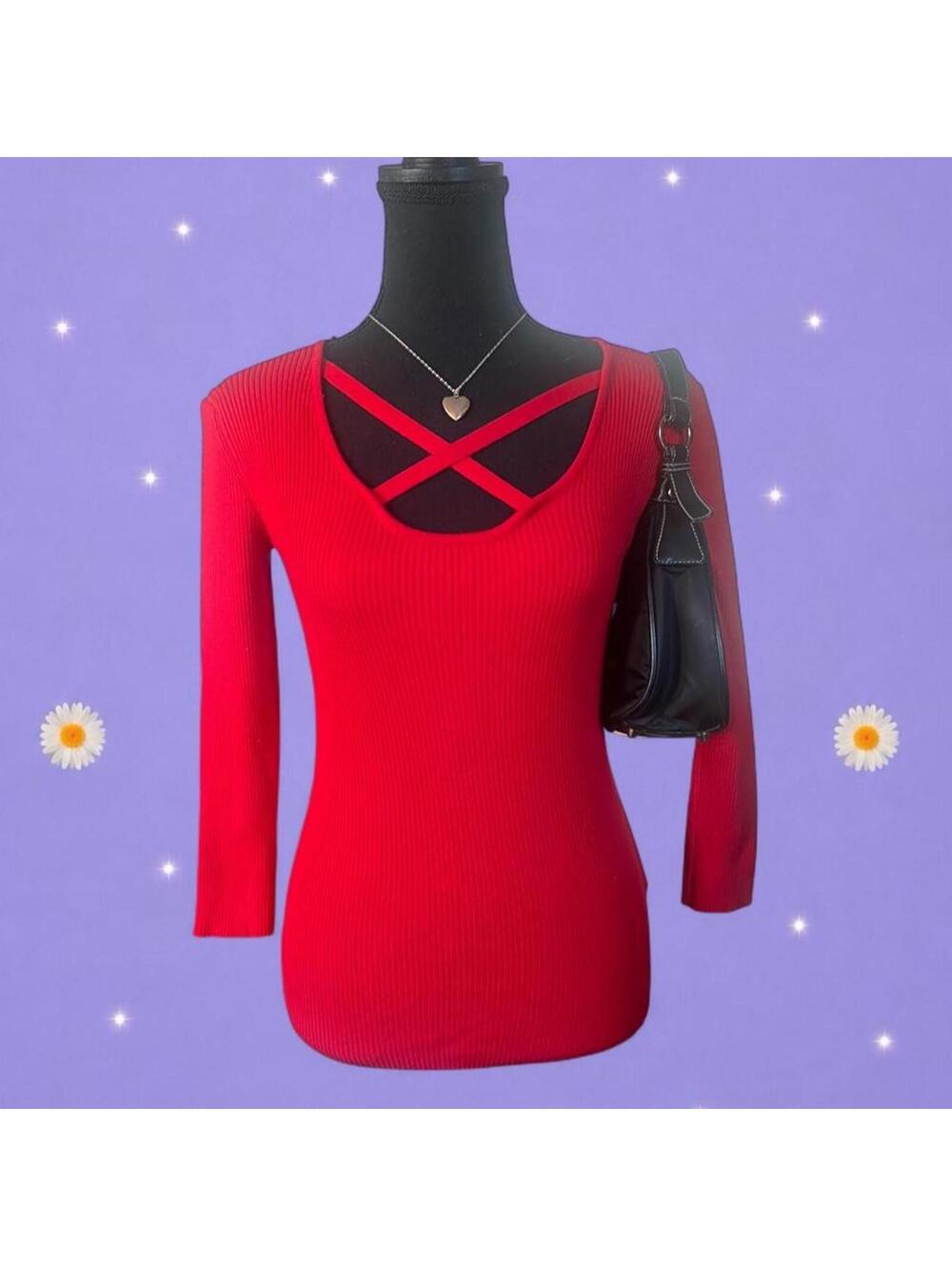 Vintage Y2K Carmen Marc Valvo Cherry Red Coquette Balletcore Top 🎀 Size Medium